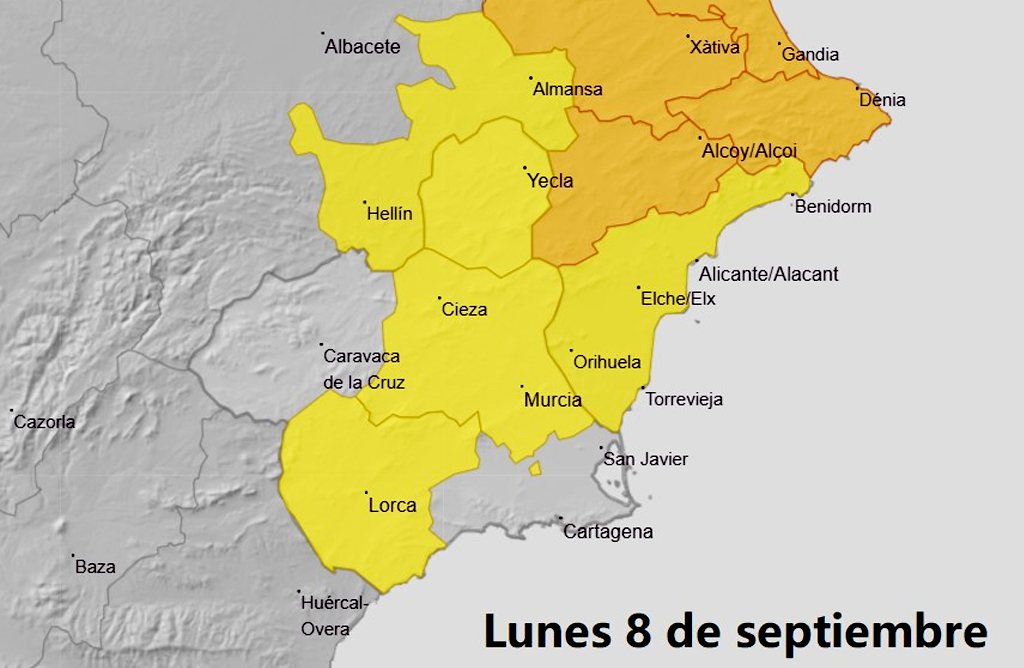 El Valle del Guadalentn, en alerta amarilla por lluvias que pueden dejar 25 litros por metro cuadrado